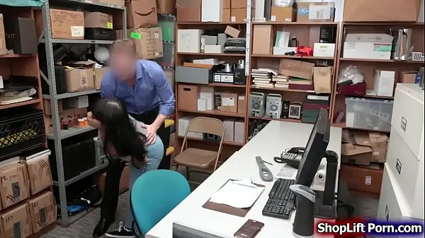 HD Busty latina teen is an employee of the store and suspected for helping friends steal officer tells her he wont call the police if she do what he officer sucks her tits and he then lets her throat his cock before fucking her pussy drive Clips