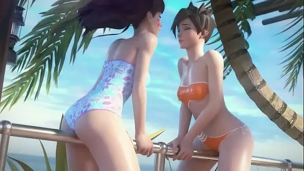 HD D.Va and Tracer on Vacation Overwatch (Animation W/Sound drive Clips