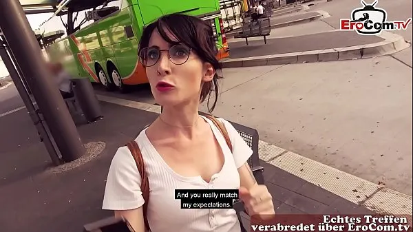 Klip berkendara German student girl public pick up EroCom Date Sexdate and outdoor sex with skinny small teen body HD