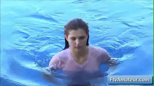 HD Young cutie girl Fiona take a swim in her pool and play with her perky nipples drive Clips