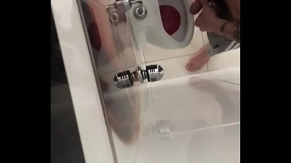 HD Hidden camera restroom straight guy pee and jerk off drive Clips