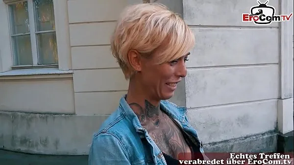 Klip berkendara German blonde skinny tattoo Milf at EroCom Date Blinddate public pick up and POV fuck HD