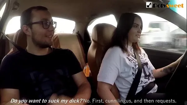 HD Girl jerks off a guy and masturbates herself while driving in public (talk drive Clips