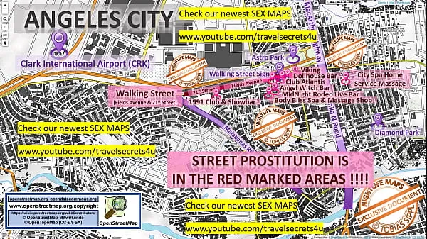高清Street Prostitution Map of Angeles City, Phlippines with Indication where to find Streetworkers, Freelancers and Brothels. Also we show you the Bar, Nightlife and Red Light District in the City驱动器剪辑