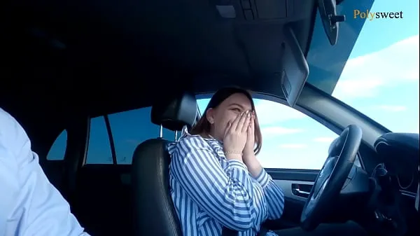 HD Russian girl passed the license exam (blowjob, public, in the car sürücü Klipleri