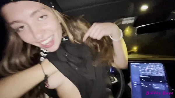 HD Fucking Hot Date While Tesla Car Self Drives Streets At Night drive Clips