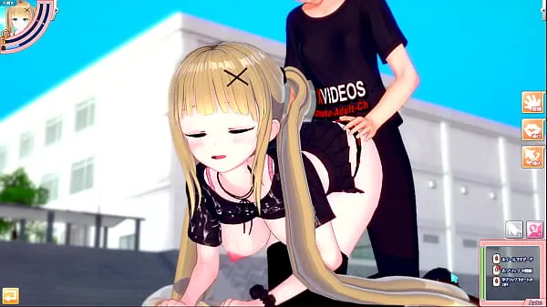 Eroge Koikatsu! ] Vídeo hentai 3DCG onde seios enormes loira gal JK Eleanor (Orichara) é esfregada com seios