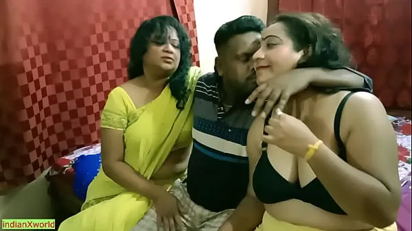 HD Indian Bengali boy getting scared to fuck two milf bhabhi !! Best erotic threesome sex drive Clips