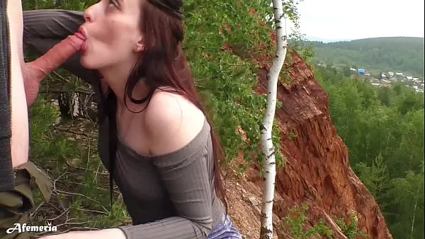 HD Sensual Deep Blowjob in the Forest with Cum in Mouth sürücü Klipleri
