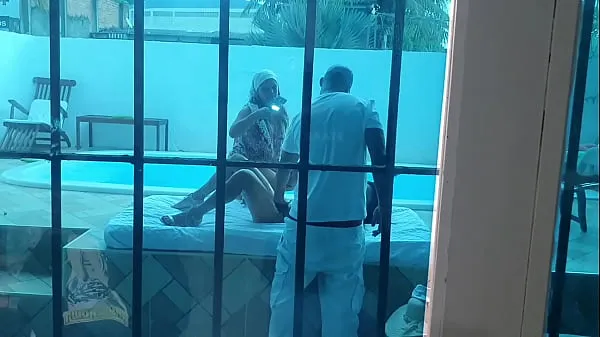 HD Interracial by the pool drive Clips