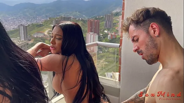 HD Yenifer Chacon and a delicious Venezuelan brunette girl with big tits having hardcore sex with their coach on a balcony drive Clips