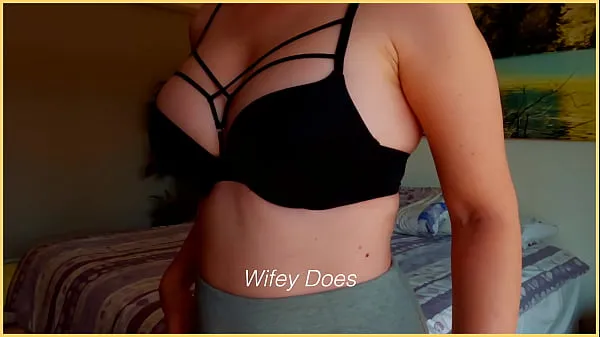 HD MILF hot lingerie. Big tits in black lace bra drive Clips
