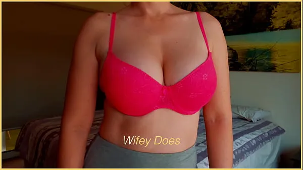 HD MILF hot lingerie. Big tits in pink lace bra drive Clips