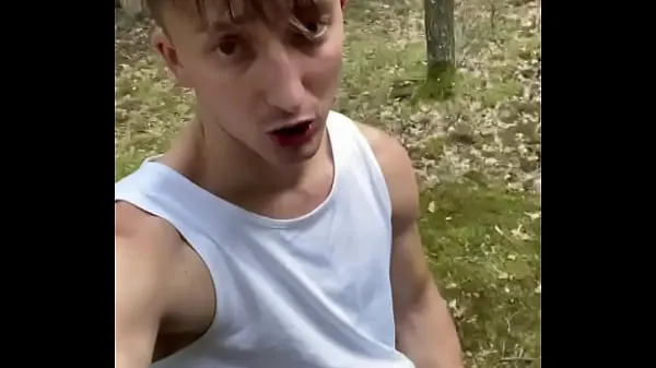 HD Twink suck big cock at forest and make cum on his face facial blowjob outdoor cruising drive Clips