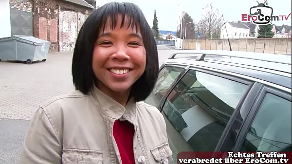 HD German Asian young woman next door approached on the street for orgasm casting schijfclips