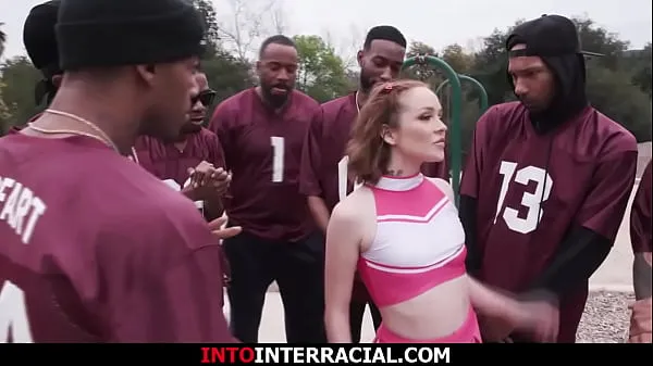 HD Small tits petite cheerleader invites seven black guys over to gangbang guys masturbate the brunettes hairy pussy and group fuck the babe-enhetsklipp